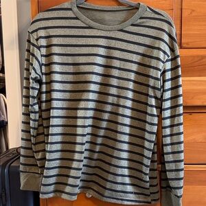 SHEIN Gray and Black Striped Long Sleeve Tee
